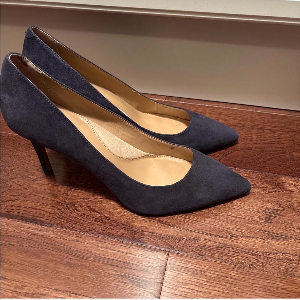 Elegant Women's Navy Blue Suede Heels
